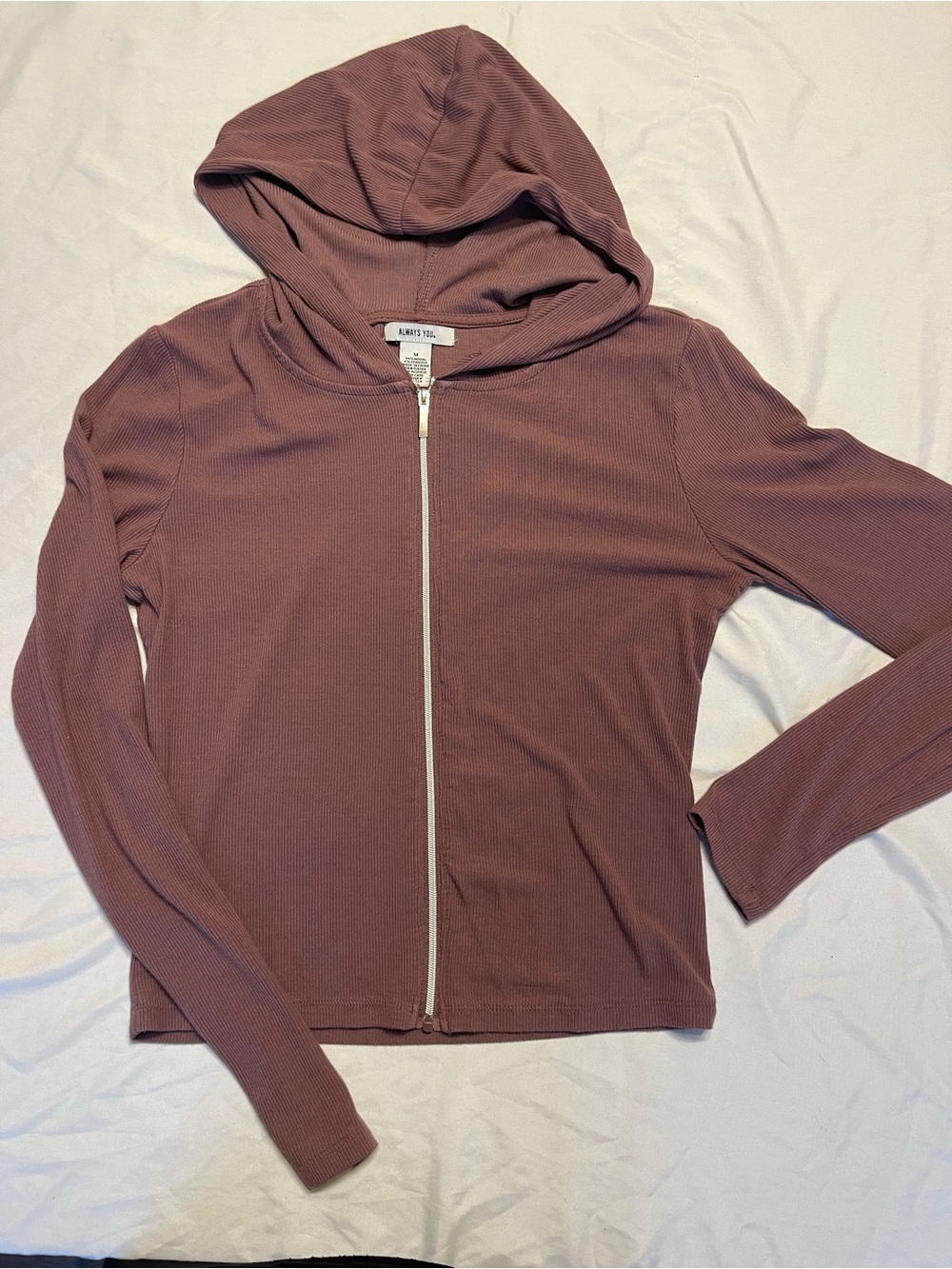 Always You Medium Mauve Pink Purple Active Yoga Thin Zip Sweatshirt